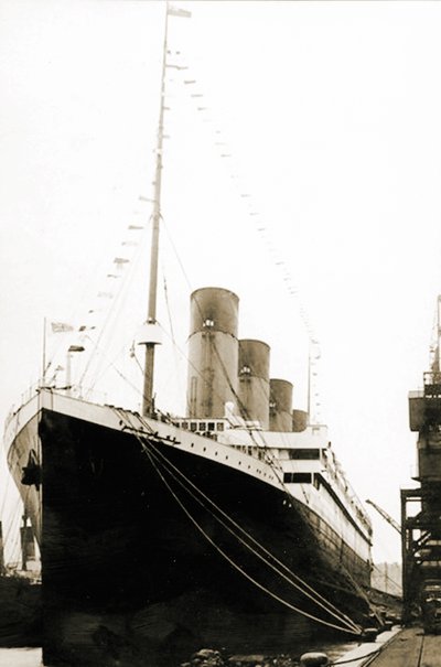 RMS Titanic departing from Southampton on her maiden voyage, April 5, 1912 by English Photographer